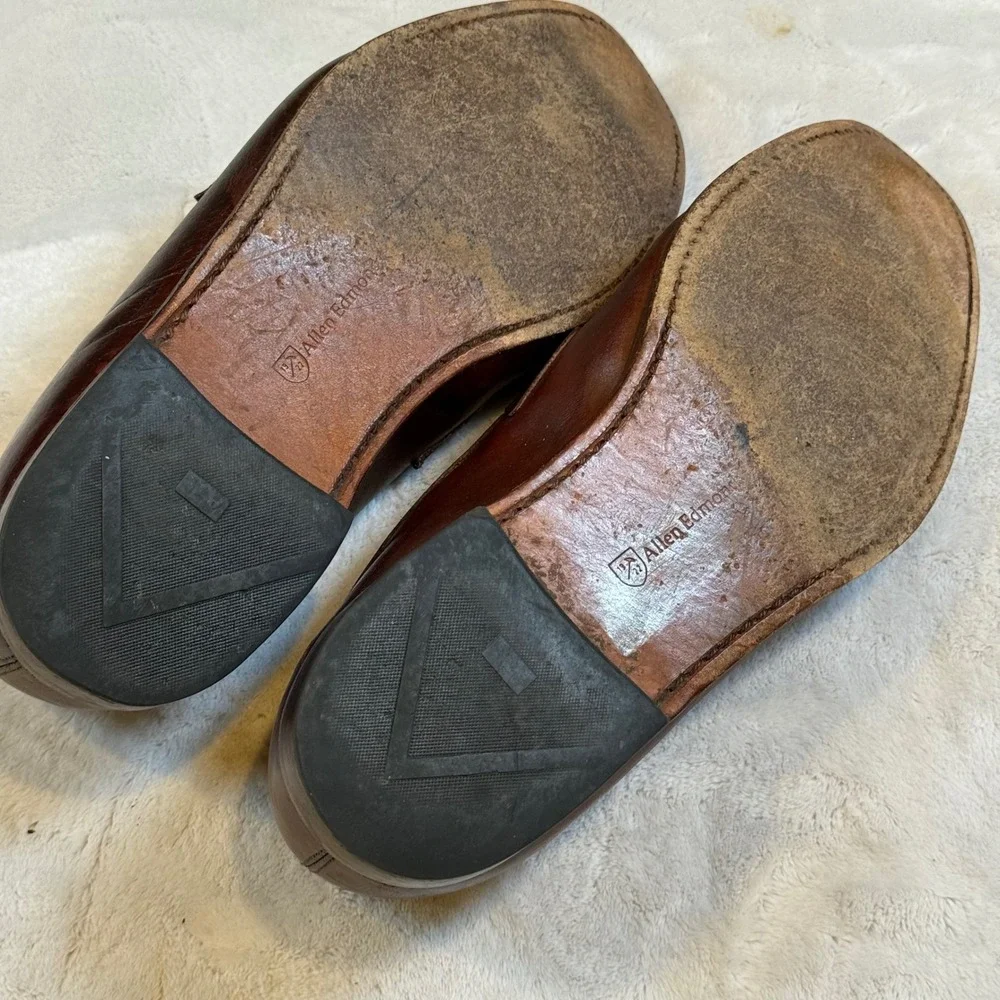 Allen Edmonds Mens Woven Leather Penny Loafers Brown 11.5 3E 1088 48549A - Picture 6 of 6
